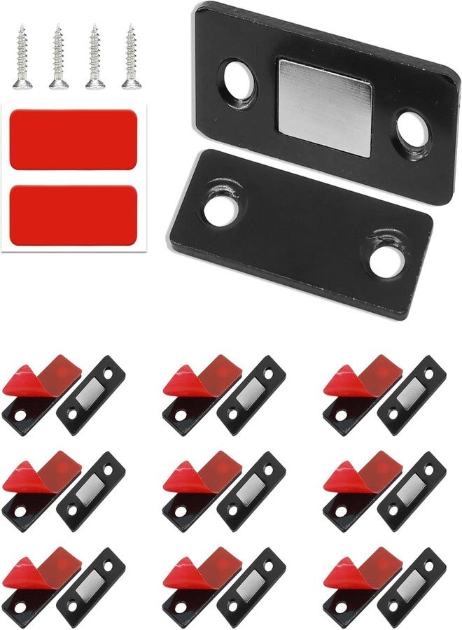 GLITZEN Magnetic Door Catch, Ultra Thin Stainless Steel Cabinet Door Magnetic Catch, Adhesive Cabinet Door Magnets for Kitchen Closet Drawer Magnetic Cabinet Latch ([Black] - Door Magnet, 2) - Image 1